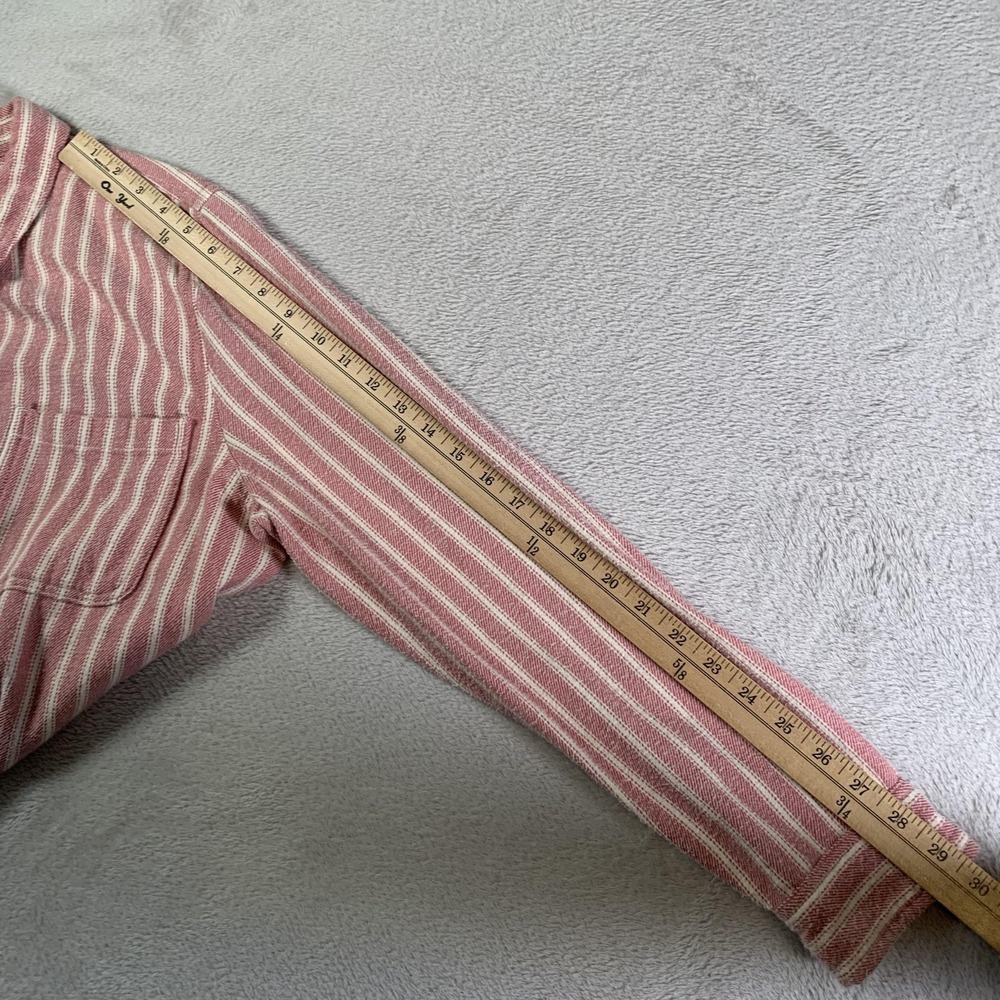 Madewell Shirt Womens Large Pink White Stripe Button Up Long Sleeve Cotton Top - Picture 6 of 9
